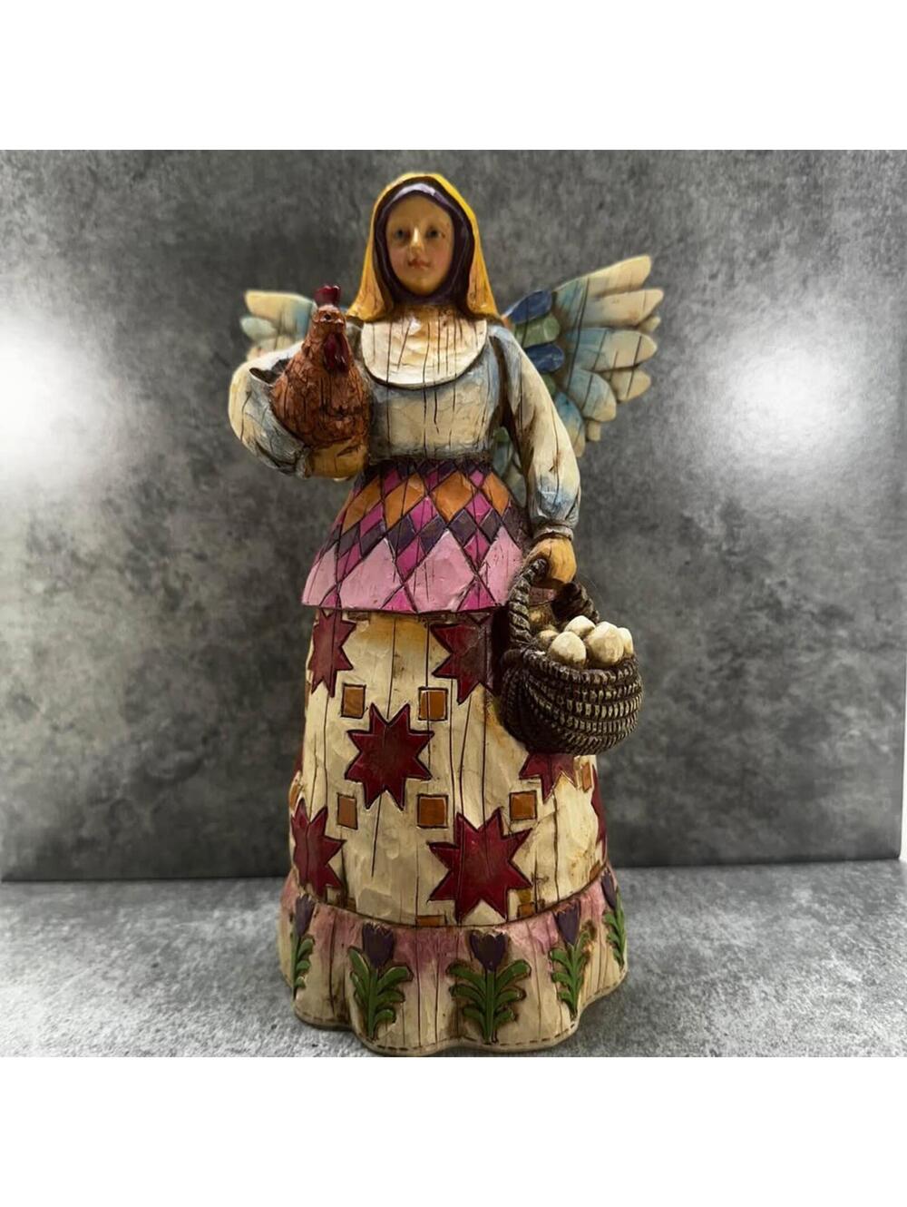 Jim Shore Heartwood Creek Angel of Faithfulness Chicken and Egg Basket Figurine